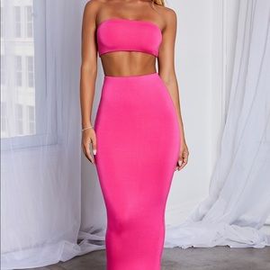 Hot Pink Tube Top & Maxi Skirt Set